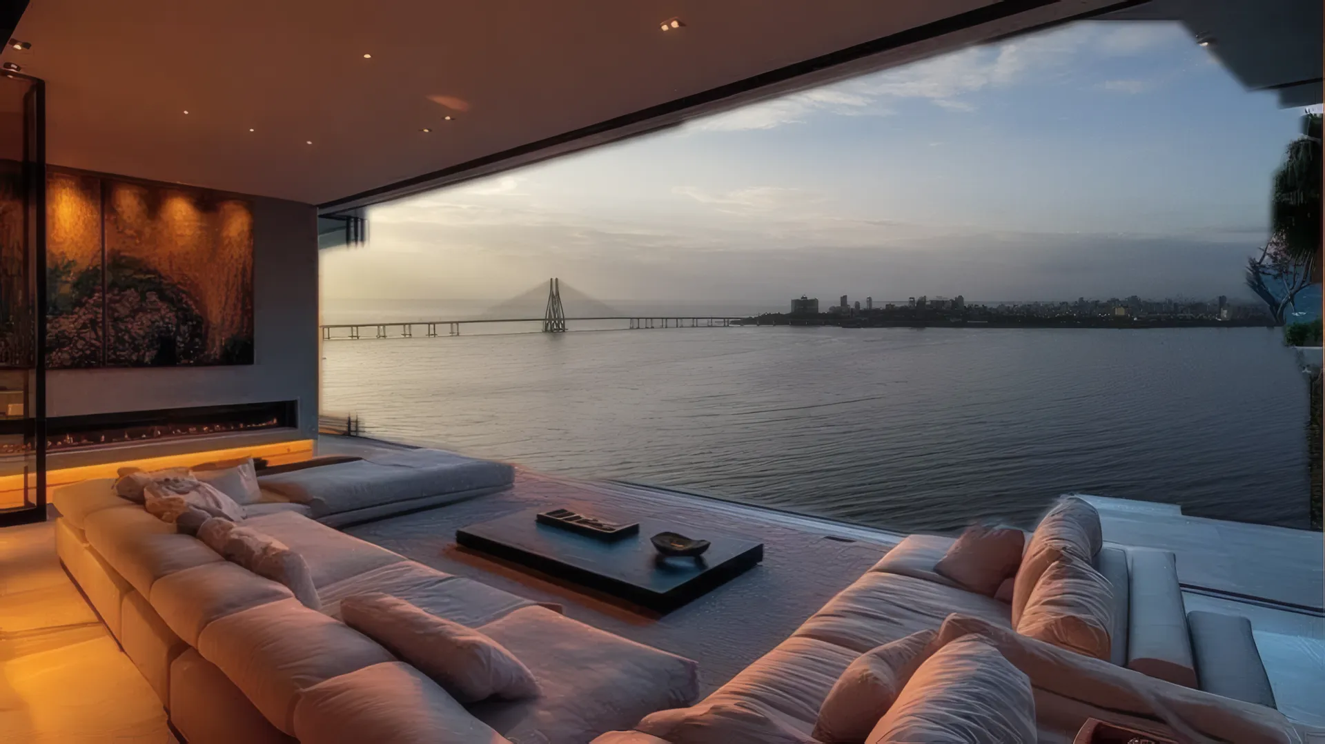 Worli Sea Face skyline and the open Arabian Sea at dusk