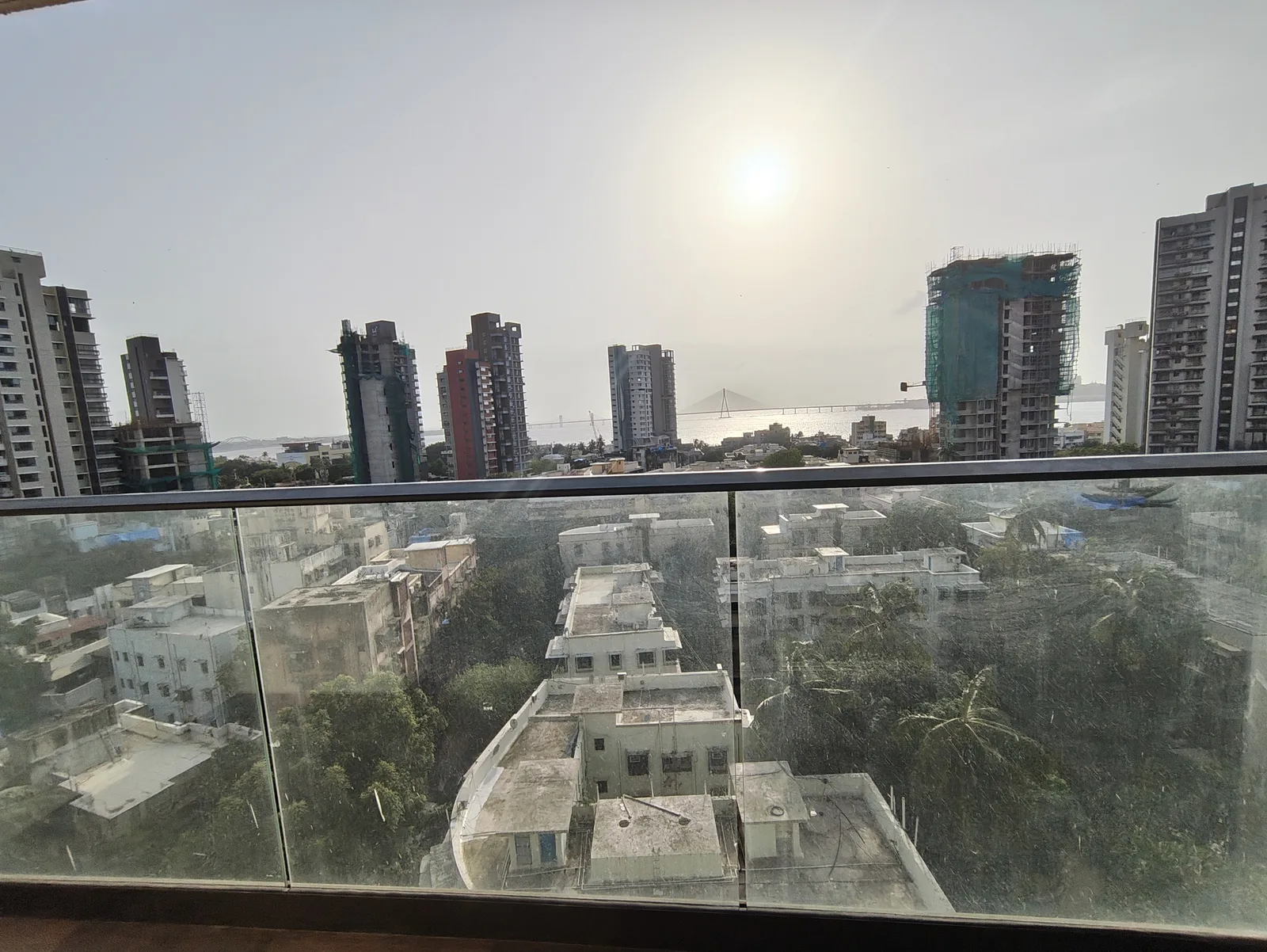 View from the private deck — Arabian Sea and Bandra–Worli Sea Link