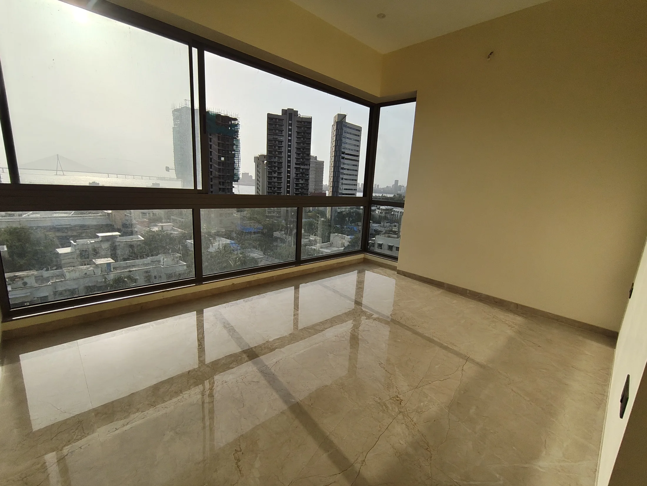 Actual living room at Moraj Shivaji Park with Arabian Sea view